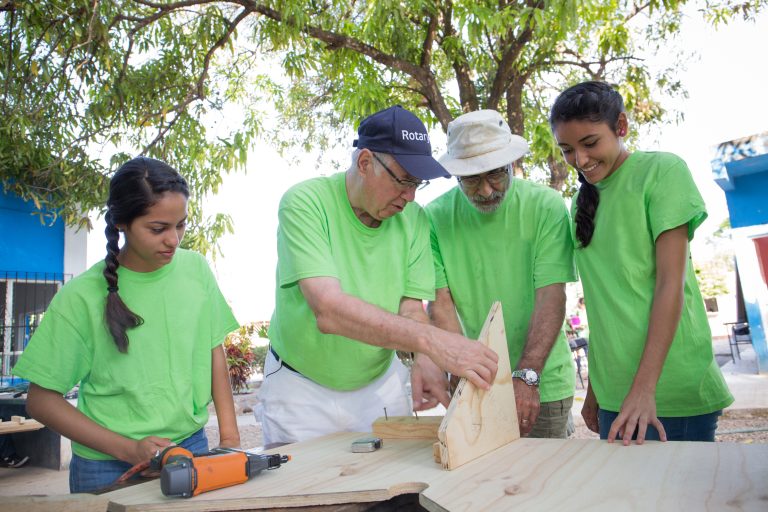 Volunteers from United States Rotary clubs joined members of the Rotary Club of Bahia de Jaltemba-La Penita, high school students, and their parents for a week renovating the Escuela Preparatoria 20 de Noviembre in Las Varas, Mexico. It was organized by the Rotary Clubs of Berkeley, California, USA, and Bahia de Jaltemba-La Penita, Nayarit, Mexico. GG1524310.